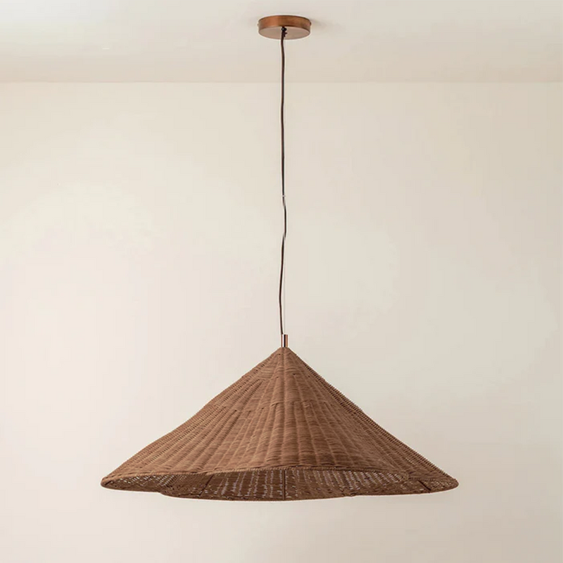 Rustic Rattan Woven Pendant Light - Boho Ceiling Lamp for Cozy Home Decor