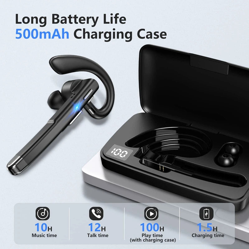 Trucker Dual Mic Wireless Bluetooth 5.1 Noise-Cancelling Headset | Earpiece with Superior Sound Quality & Comfort