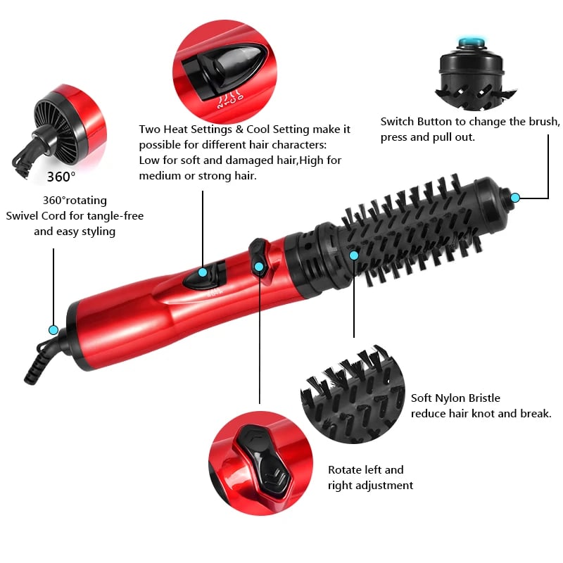 Professional Rotating Hair Dryer with Ionic Technology for Effortless Styling and Frizz Control