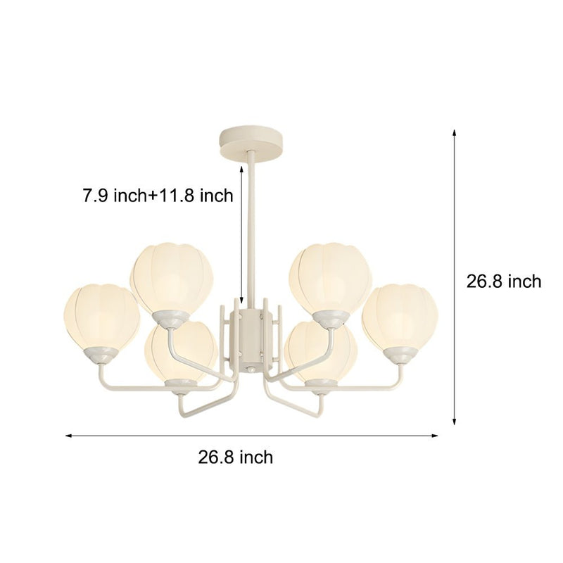 Modern 6-Flower Round Bell Orchid Pendant Light Fixture - Three-Step Dimming, Stylish Hanging Lighting for Home Decor