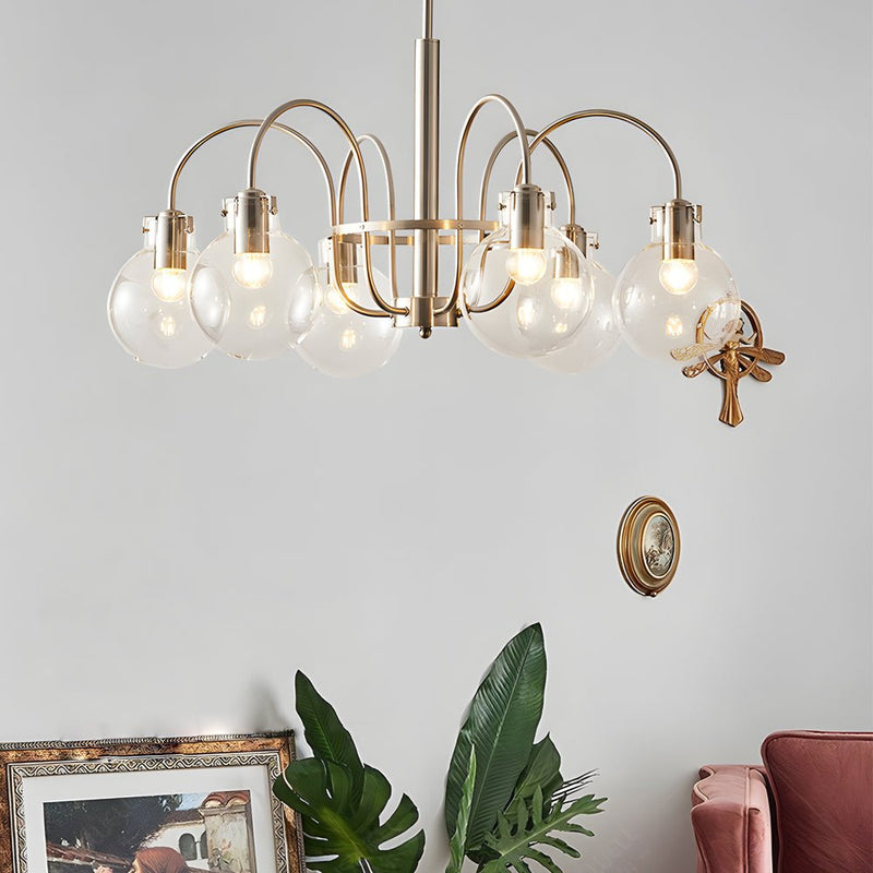 Modern 6-Light Nickel Finish Chandelier with Glass Globe Shades - Stylish Indoor Lighting Fixture