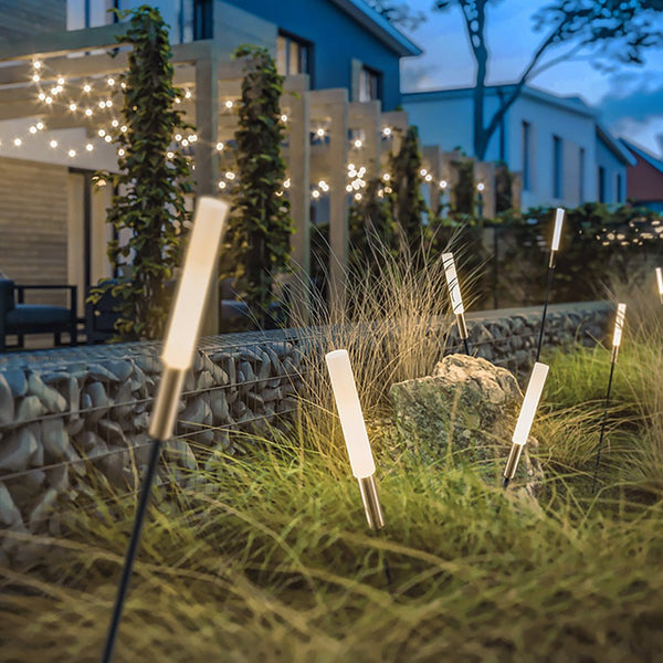 Reed & Cattail Solar LED Outdoor Column Lights - Low Voltage Landscaping Lighting for Gardens & Lawns