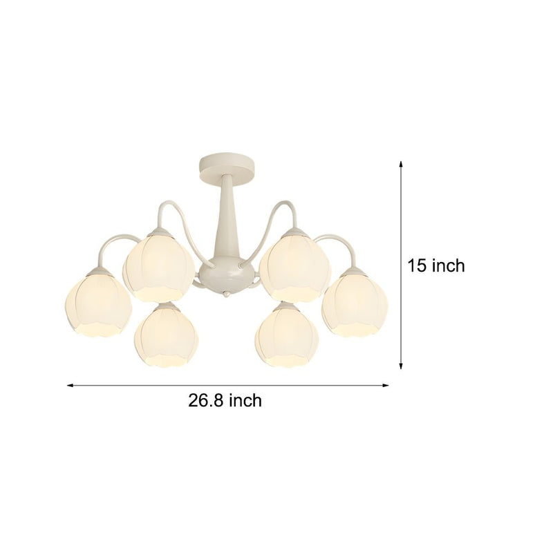 Modern 6-Round Flower Bell Orchid Chandelier Lamp with 3-Step Dimming - Elegant Lighting Fixture for Home Decor