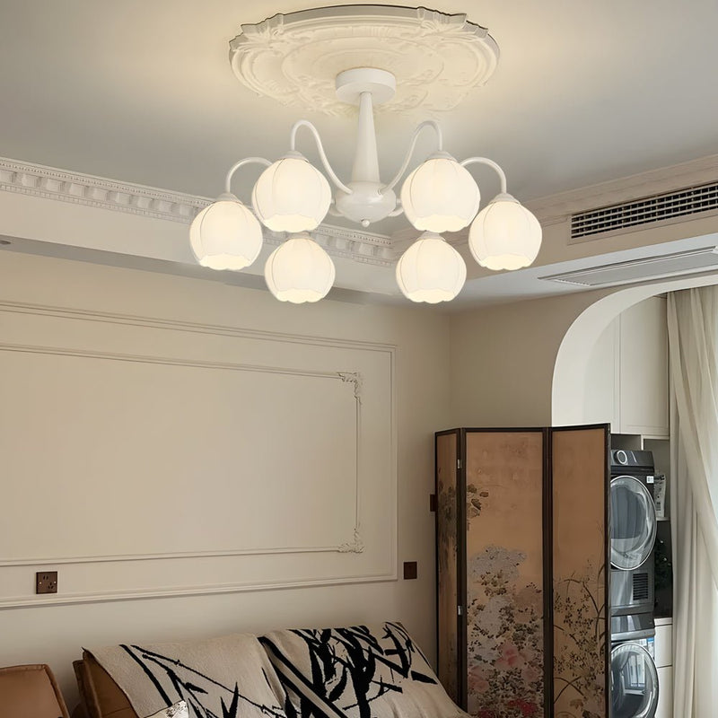 Modern 6-Round Flower Bell Orchid Chandelier Lamp with 3-Step Dimming - Elegant Lighting Fixture for Home Decor
