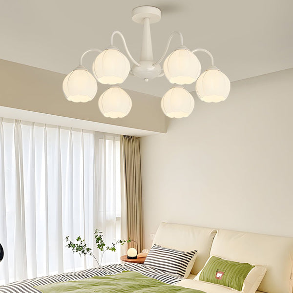 Modern 6-Round Flower Bell Orchid Chandelier Lamp with 3-Step Dimming - Elegant Lighting Fixture for Home Decor