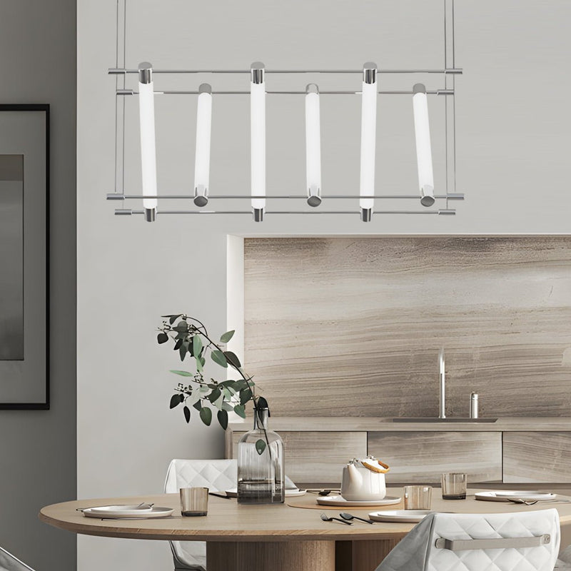 Modern 6/12-Light Acrylic Tube Geometric LED Island Pendant Light - Designer Lighting Fixture for Kitchen & Dining