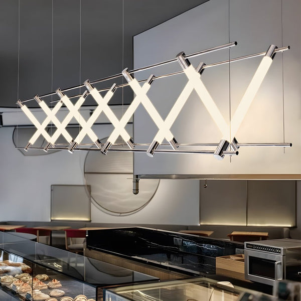 Modern 6/12-Light Acrylic Tube Geometric LED Island Pendant Light - Designer Lighting Fixture for Kitchen & Dining