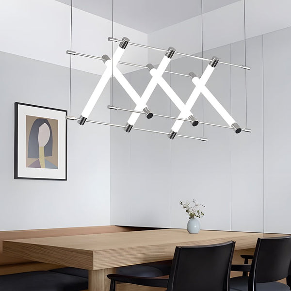 Modern 6/12-Light Acrylic Tube Geometric LED Island Pendant Light - Designer Lighting Fixture for Kitchen & Dining