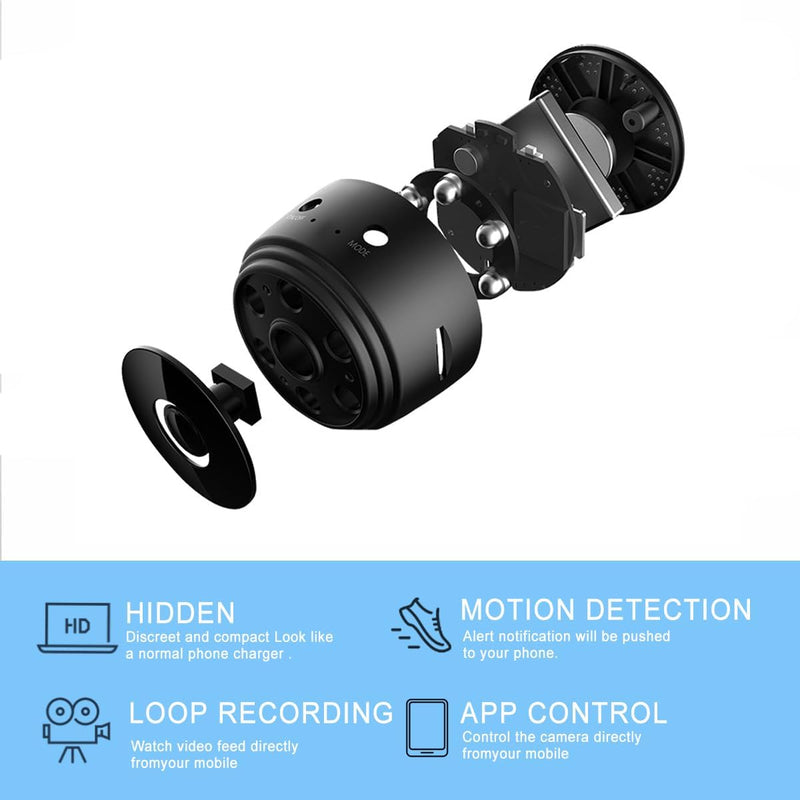 1080P HD Mini WiFi Camera with IR Night Vision - Home Security & Baby Monitor