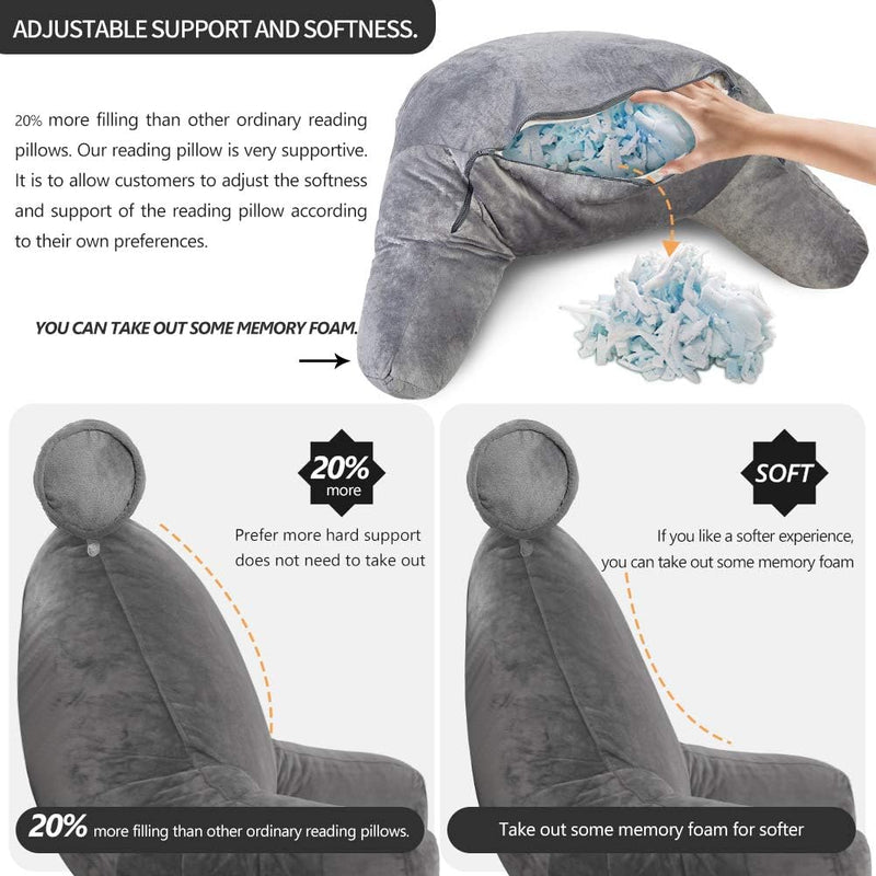 Comfortable Reading Bed Pillow with Arms - Supportive Backrest for Relaxation and Reading in Bed