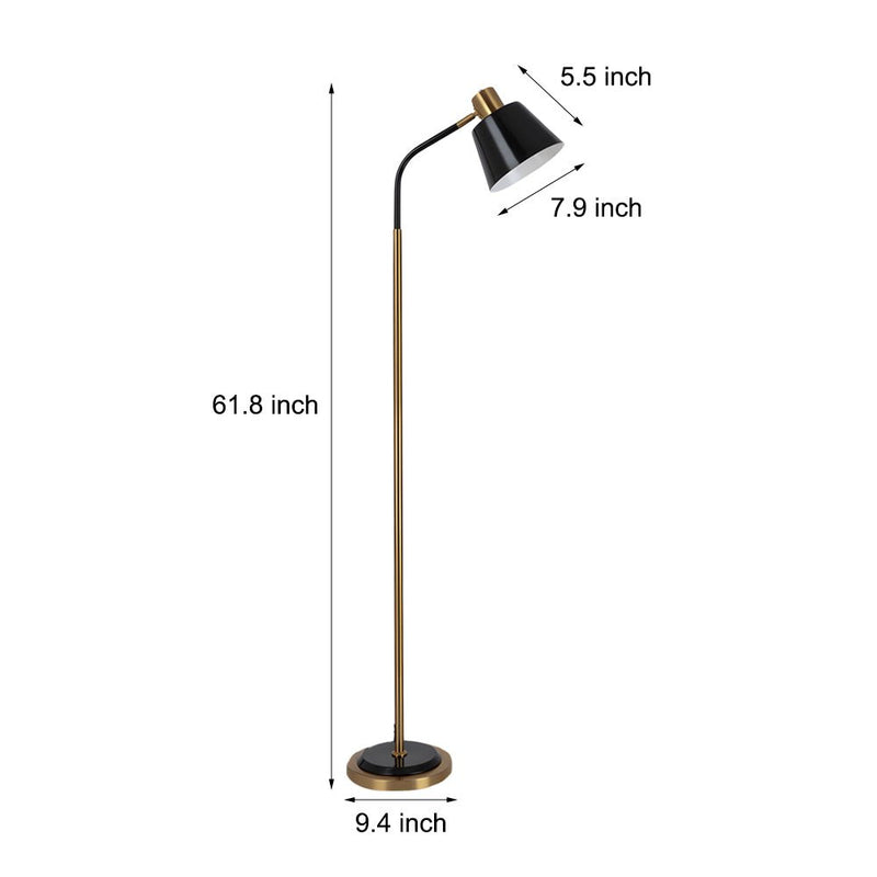 62-Inch Adjustable Metal Floor Lamp with 1-Bulb - Rotatable Reading Light for Living Room & Bedroom