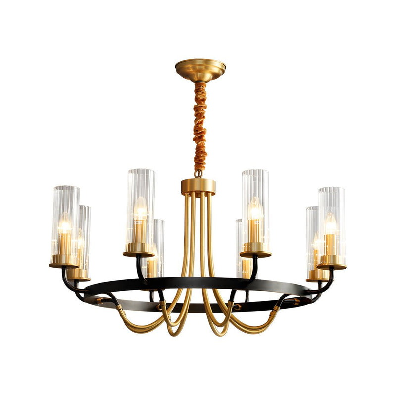 Elegant 6/8-Light Wagon Wheel Chandelier with Glass Shades - Perfect for Rustic & Modern Decor