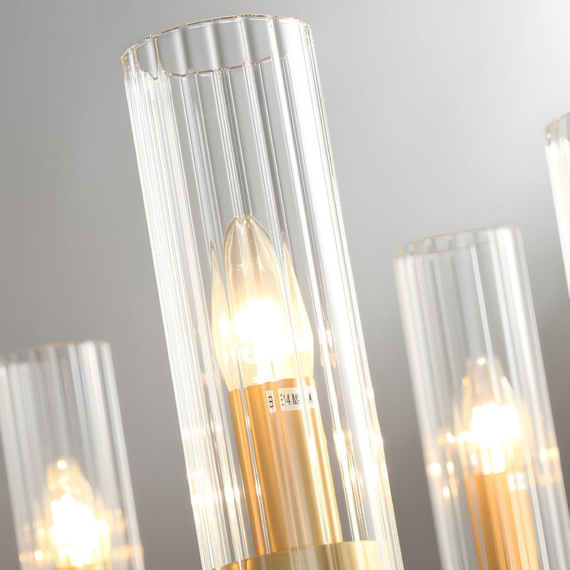 Elegant 6/8-Light Wagon Wheel Chandelier with Glass Shades - Perfect for Rustic & Modern Decor