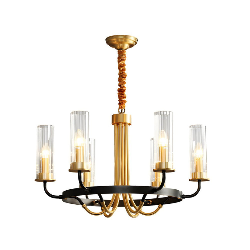 Elegant 6/8-Light Wagon Wheel Chandelier with Glass Shades - Perfect for Rustic & Modern Decor