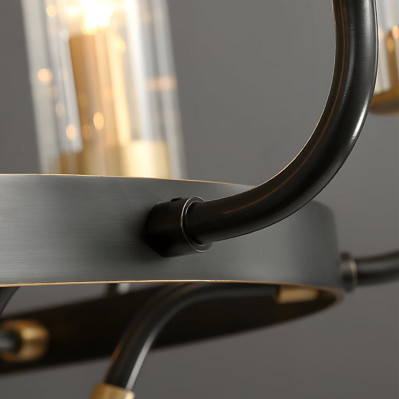 Elegant 6/8-Light Wagon Wheel Chandelier with Glass Shades - Perfect for Rustic & Modern Decor