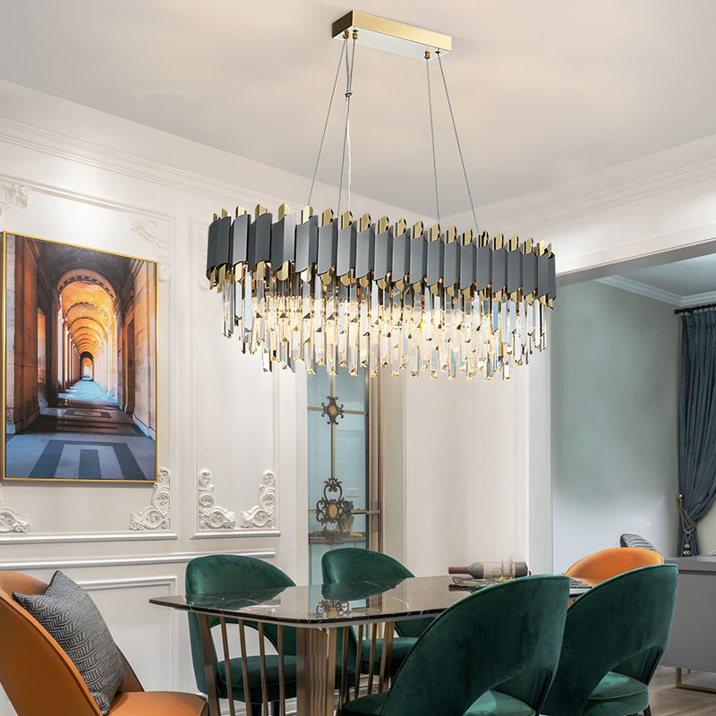 Elegant 6/8-Light Dimmable Crystal Layered Chandelier for Dining Room - Stunning Pendant Lighting Fixture