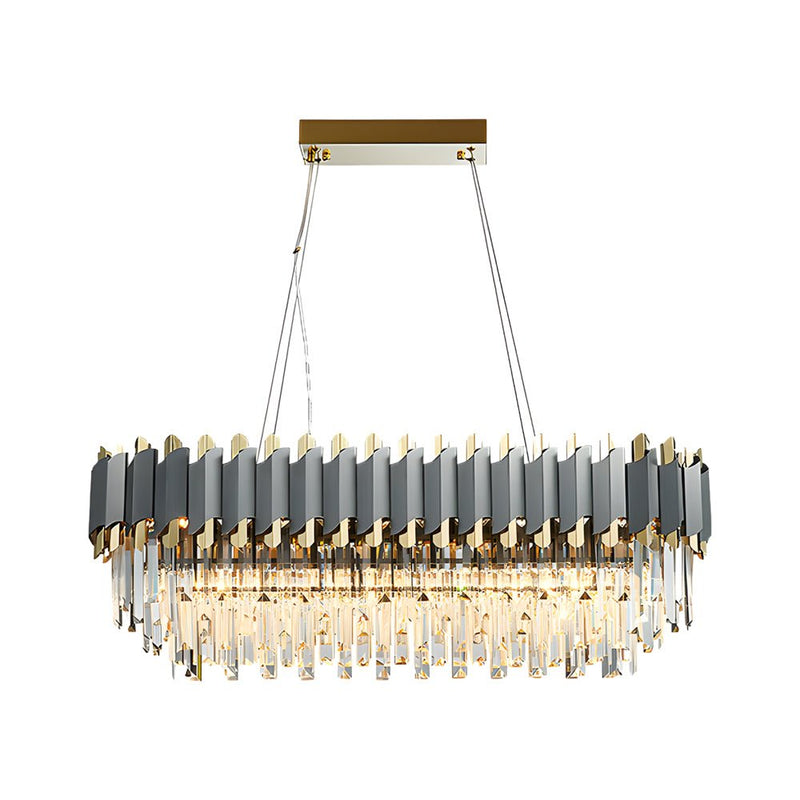 Elegant 6/8-Light Dimmable Crystal Layered Chandelier for Dining Room - Stunning Pendant Lighting Fixture