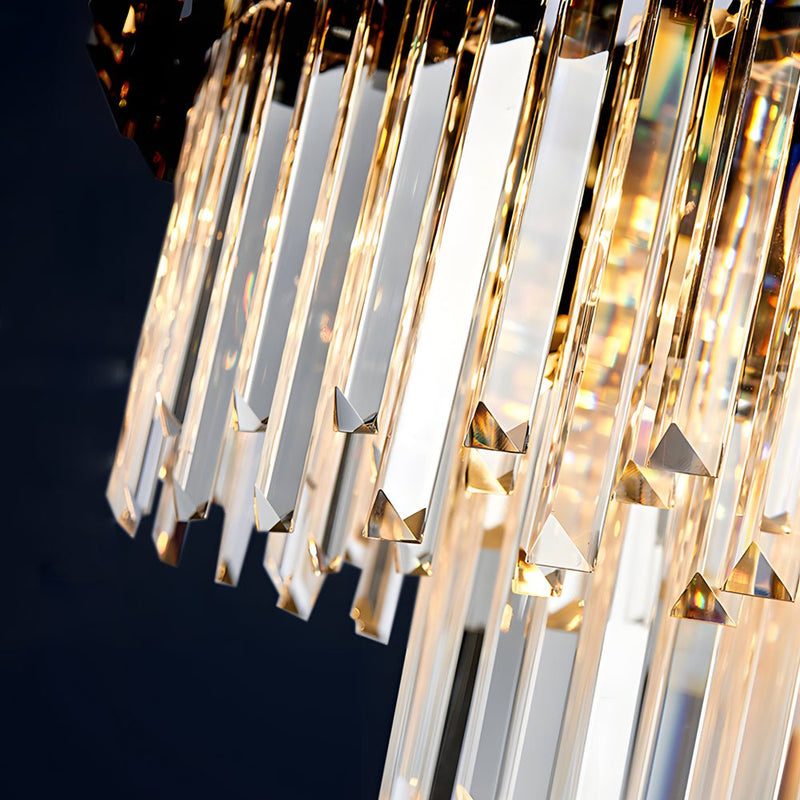 Elegant 6/8-Light Dimmable Crystal Layered Chandelier for Dining Room - Stunning Pendant Lighting Fixture