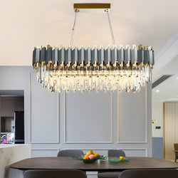 Elegant 6/8-Light Dimmable Crystal Layered Chandelier for Dining Room - Stunning Pendant Lighting Fixture