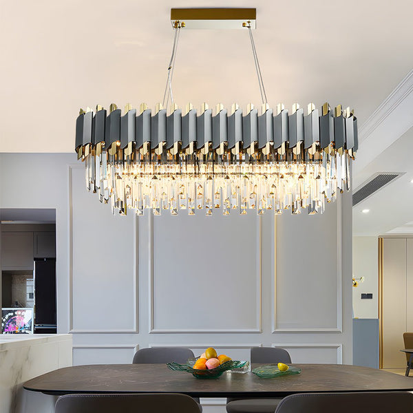 Elegant 6/8-Light Dimmable Crystal Layered Chandelier for Dining Room - Stunning Pendant Lighting Fixture