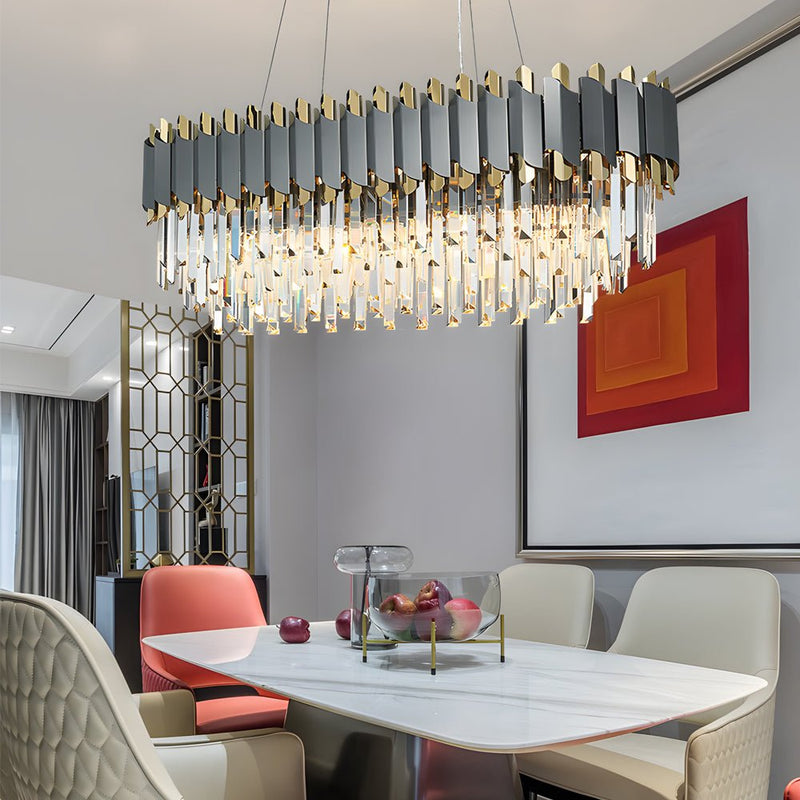 Elegant 6/8-Light Dimmable Crystal Layered Chandelier for Dining Room - Stunning Pendant Lighting Fixture