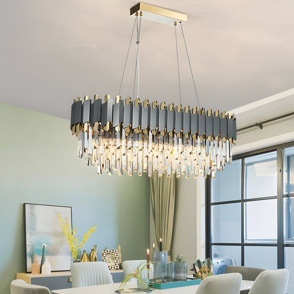 Elegant 6/8-Light Dimmable Crystal Layered Chandelier for Dining Room - Stunning Pendant Lighting Fixture