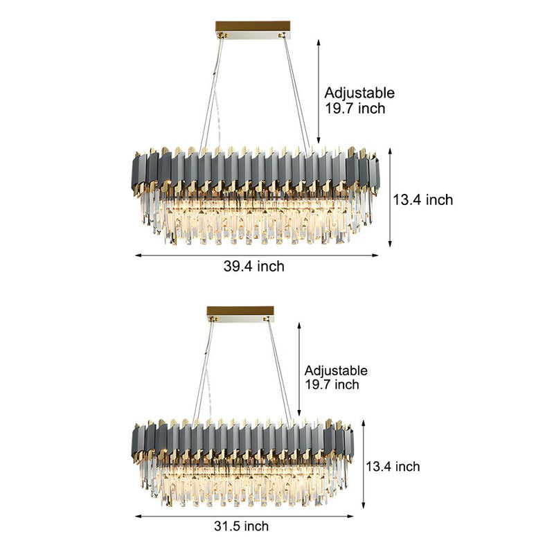 Elegant 6/8-Light Dimmable Crystal Layered Chandelier for Dining Room - Stunning Pendant Lighting Fixture