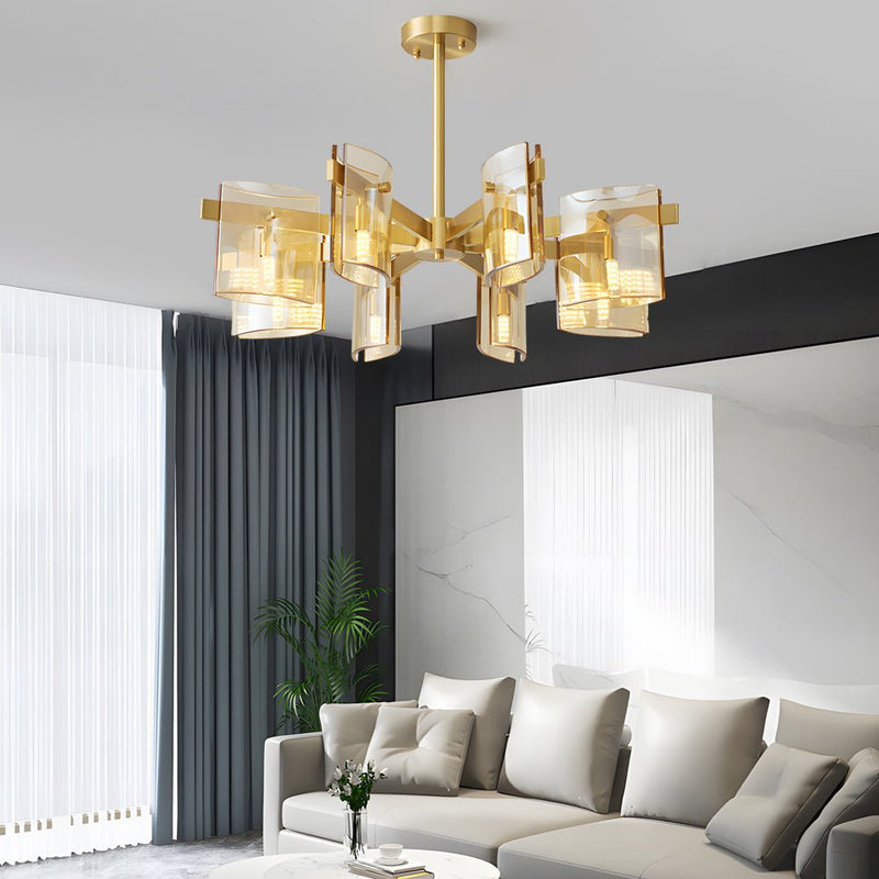 6/8-Light Dimmable Metallic Electroplated Glass Chandelier - Elegant Modern Lighting Fixture