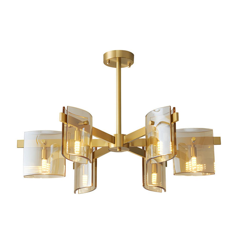 6/8-Light Dimmable Metallic Electroplated Glass Chandelier - Elegant Modern Lighting Fixture