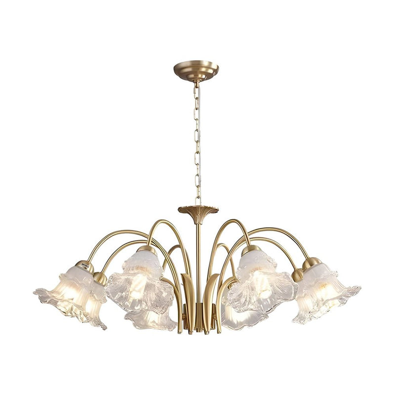 Elegant 6/8-Light Glass Lily Chandelier - French Pastoral Gold Finish Lighting Fixture