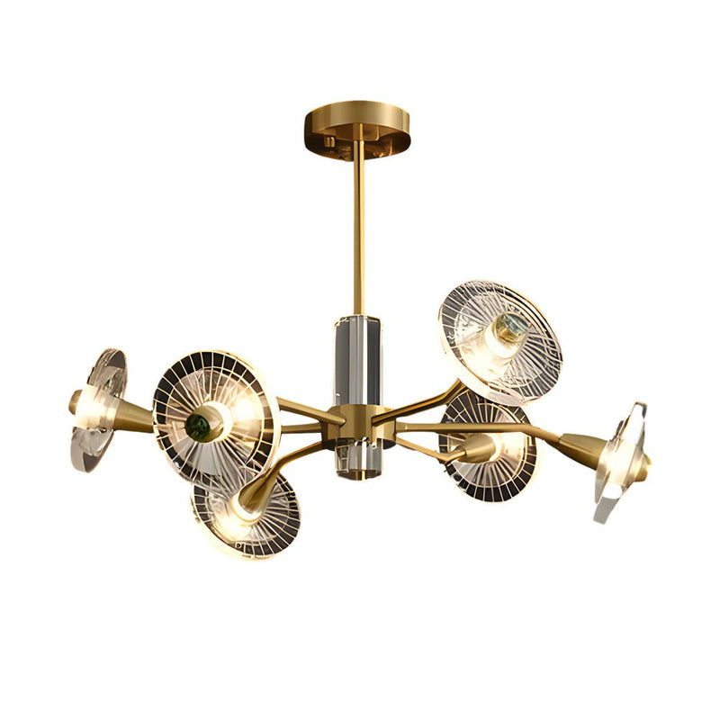 3-Step Dimming Copper Post-Modern Chandelier with 6/8 Lights & Floral Crystal Design