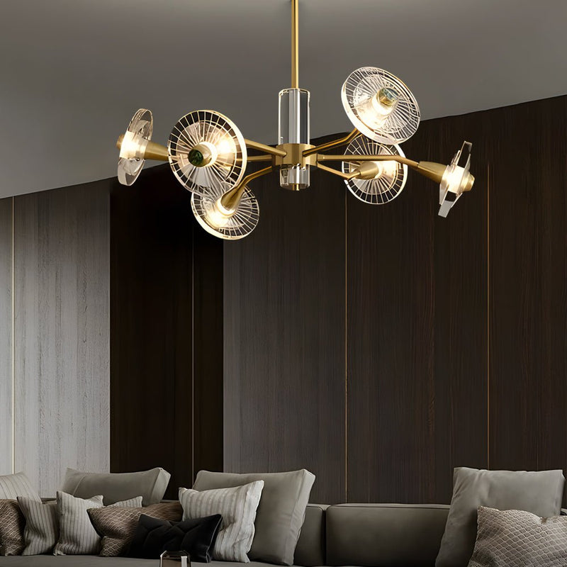 3-Step Dimming Copper Post-Modern Chandelier with 6/8 Lights & Floral Crystal Design