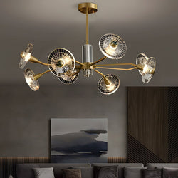 3-Step Dimming Copper Post-Modern Chandelier with 6/8 Lights & Floral Crystal Design