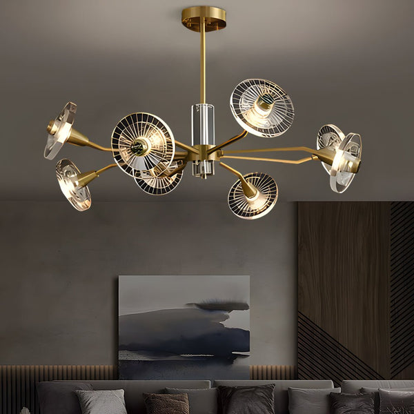 3-Step Dimming Copper Post-Modern Chandelier with 6/8 Lights & Floral Crystal Design