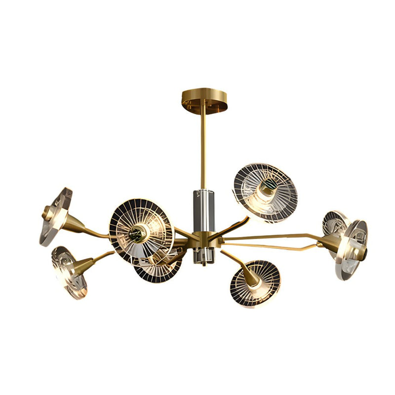 3-Step Dimming Copper Post-Modern Chandelier with 6/8 Lights & Floral Crystal Design