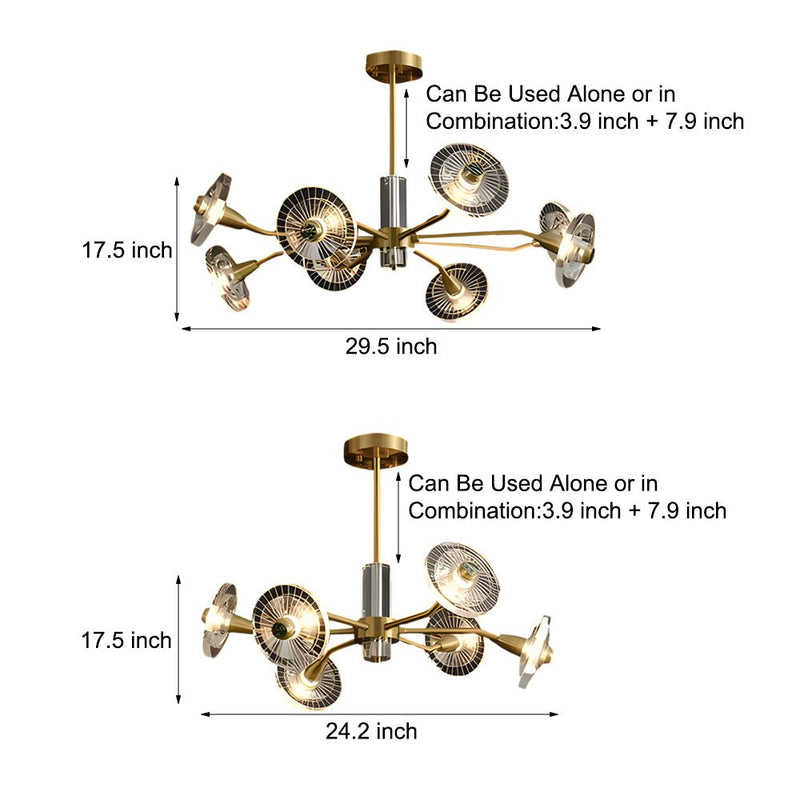 3-Step Dimming Copper Post-Modern Chandelier with 6/8 Lights & Floral Crystal Design