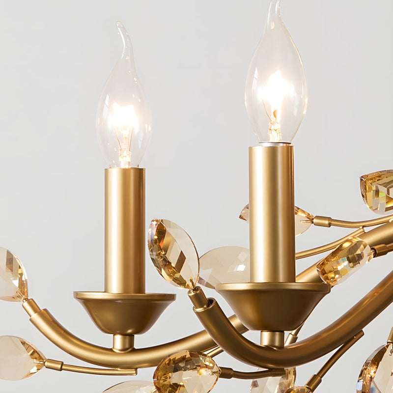 Elegant 6/9-Light Brass Branch Vintage Chandelier with Crystal Accents - Stunning Candle-Style Design