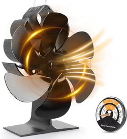 6-Blade Heat Powered Wood Stove Fan - Energy Efficient Fireplace Fan for Enhanced Heat Distribution