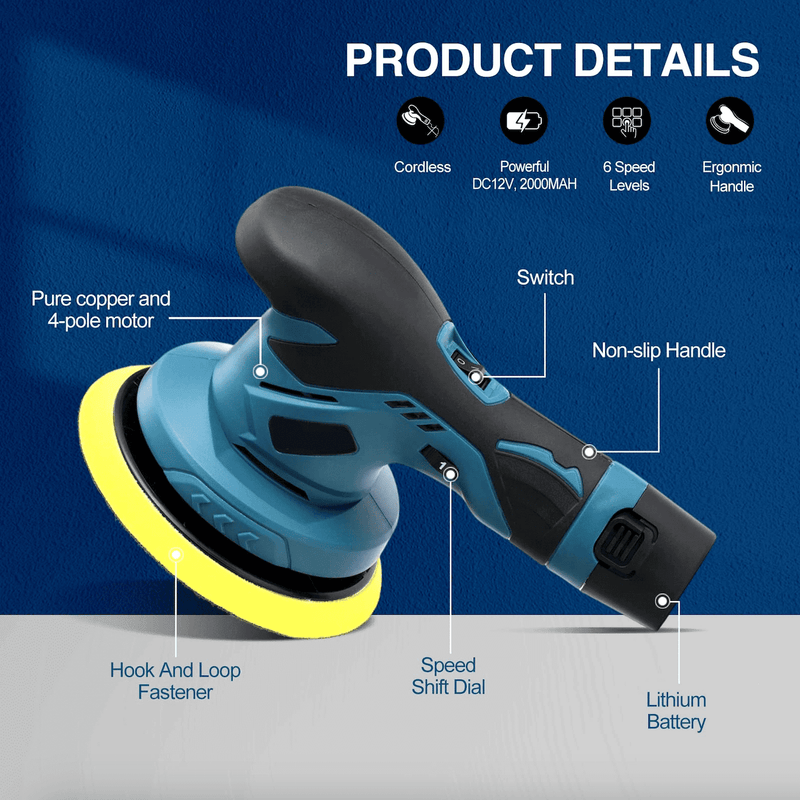 Cordless Car Buffer Polisher Kit - Includes 2 Rechargeable Batteries for Ultimate Convenience
