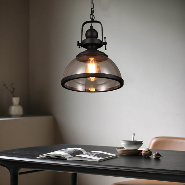 Vintage Industrial Pendant Ceiling Light - Antique Glass & Iron Hanging Lamp for Dining Room & Kitchen Island