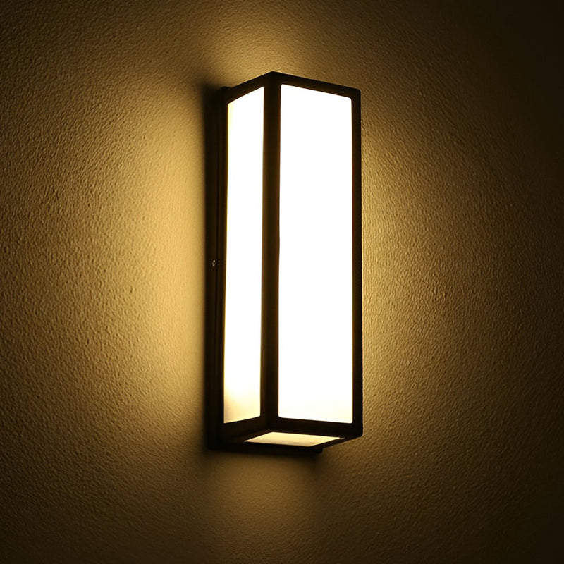 Modern Black Rectangle LED Waterproof Motion Sensor Wall Sconce - Stylish Outdoor Lighting Fixture