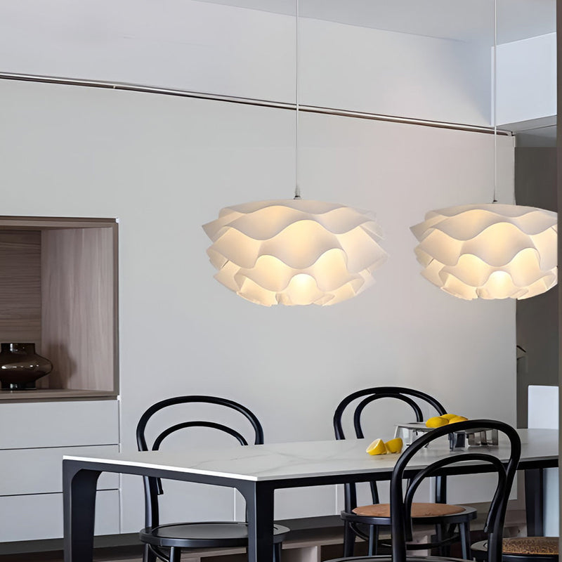 Nordic Flower-Shaped LED Chandelier Pendant Light - Three-Step Dimming, Elegant White Design