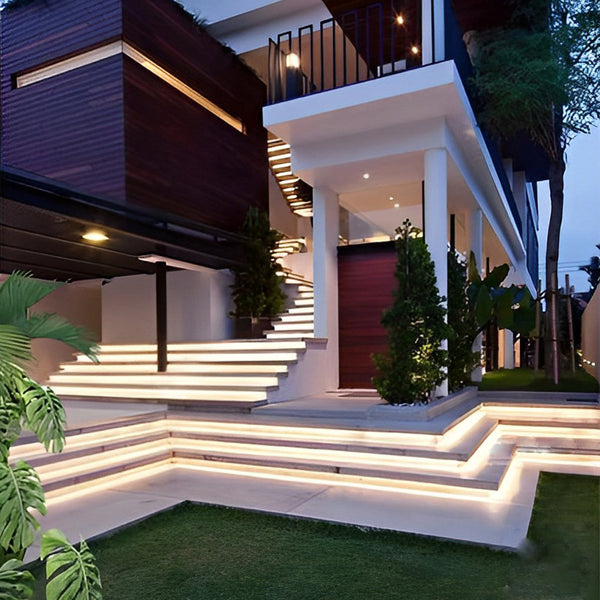 0.39'' Waterproof Recessed LED Under Tread Stair Lighting - Modern Flexible Strip Light for Safe and Stylish Illumination