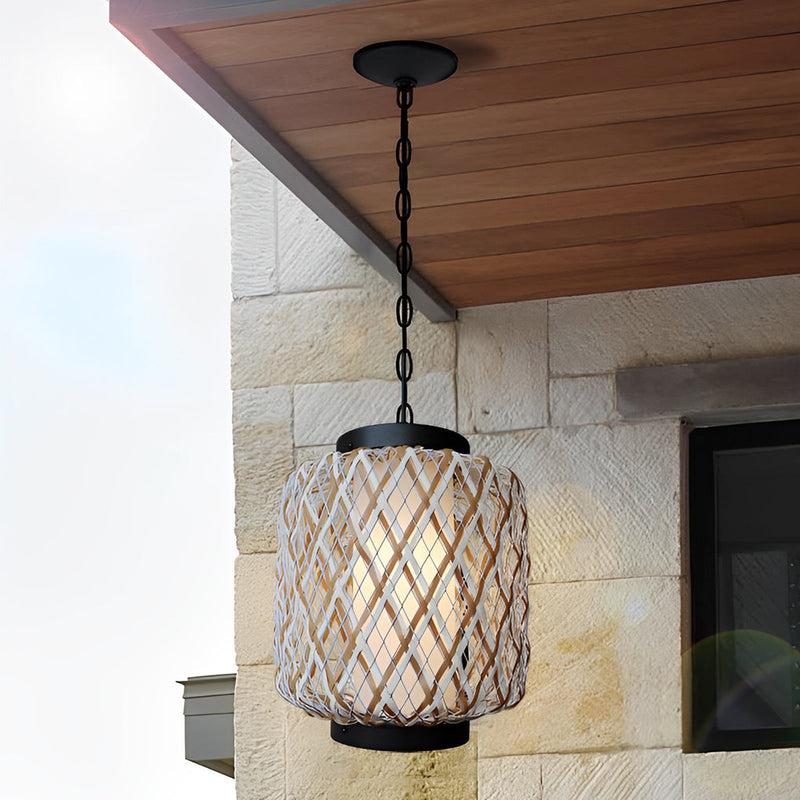 Rustic Modern Rattan Waterproof Outdoor Chandelier Pendant Ceiling Lights - Stylish & Durable Lighting for Patios & Gardens