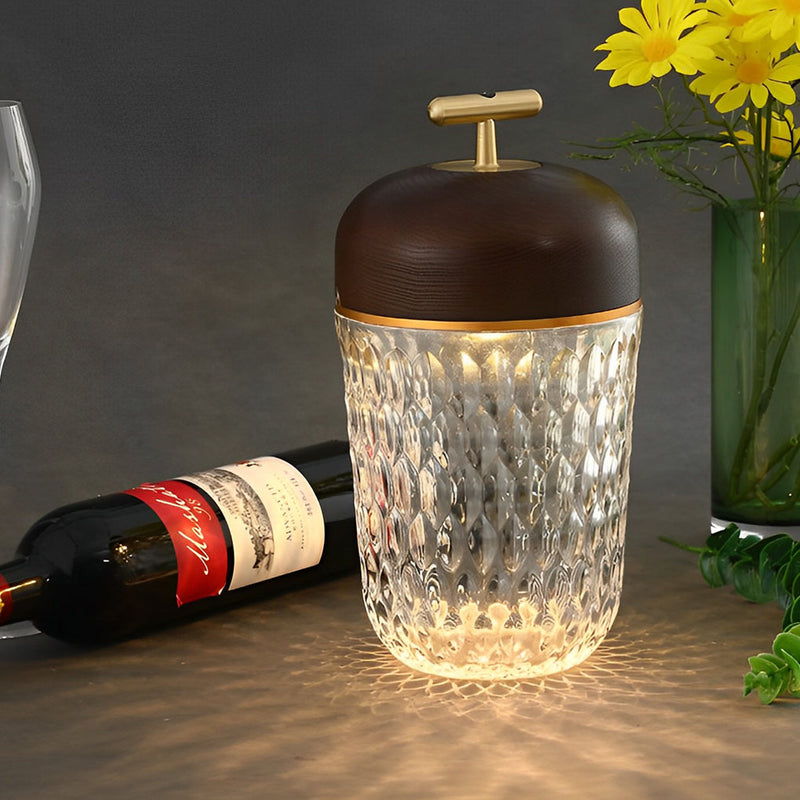 Elegant Cup-Shape Crystal Table Lamp | Glass Ambient Lighting for Home Decor