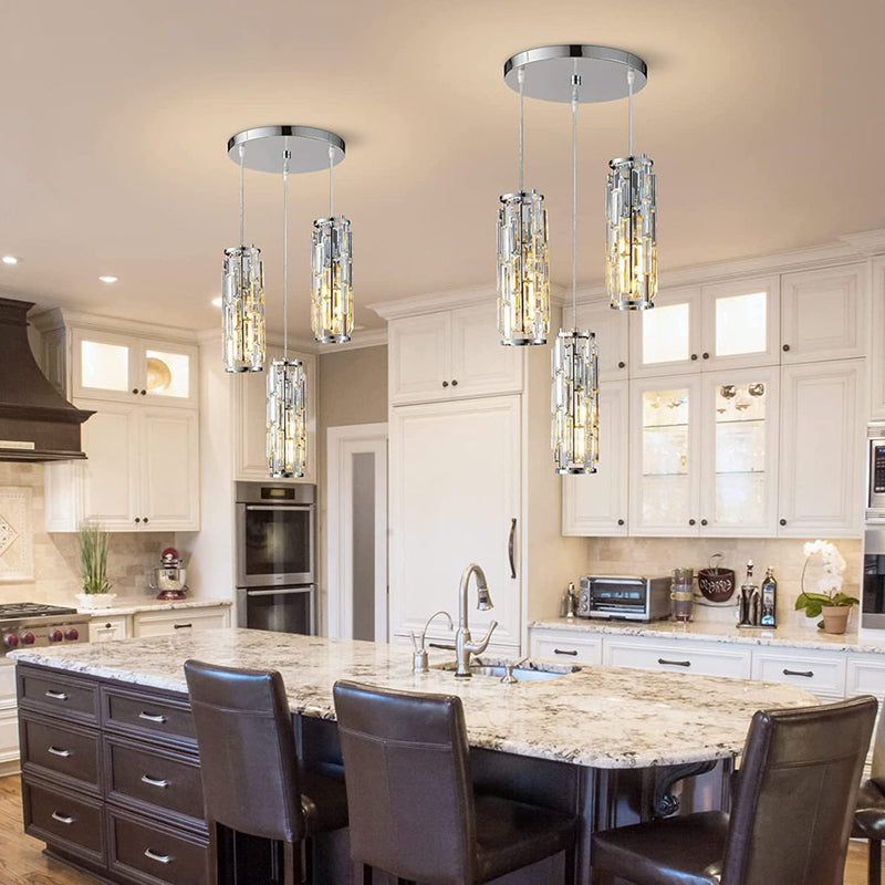 Industrial Style Iron & Crystal Glass Chandelier Pendant Light - 1 Piece Creative Home Decor Lighting Fixture for Modern Interiors