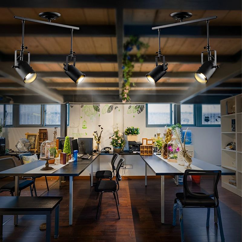 Adjustable Retro Black Iron LED Spotlights - Industrial American Style Lighting