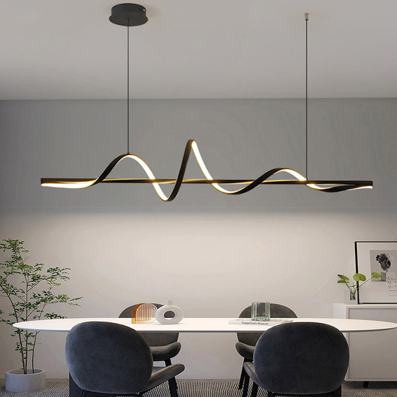 Nordic Wavy 360° Rotating LED Chandelier Light - Three-Step Dimming, Modern Design
