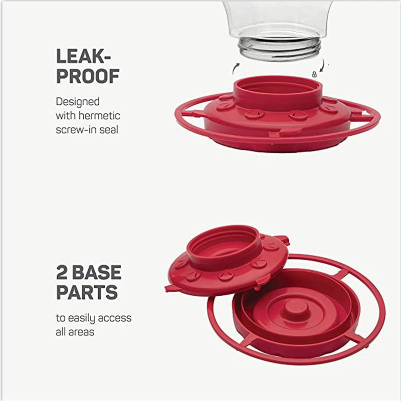 Bee-Proof Hanging Hummingbird Feeder with Perch - Durable Water Reservoir for Outdoor Gardens