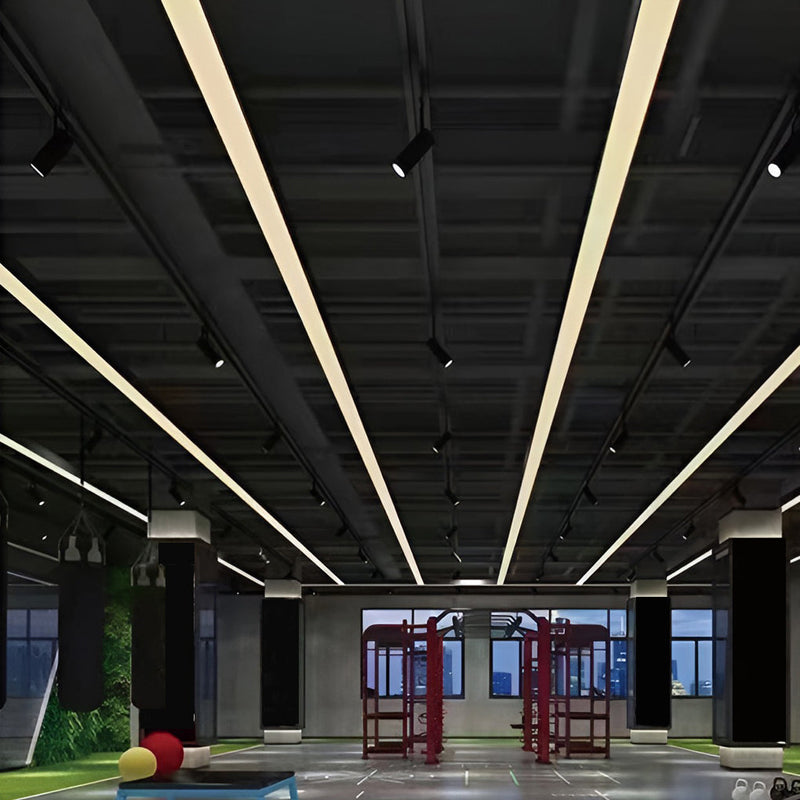 6-Pack 47-Inch Rectangle Aluminum Modern LED Pendant Lights for Office - Sleek Linear Design